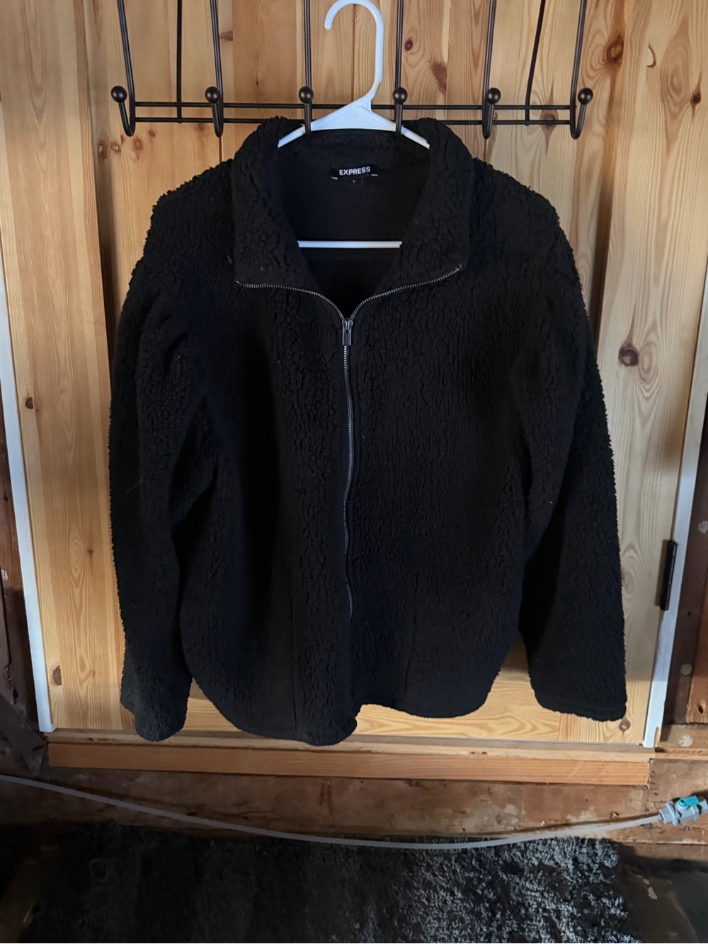 Express Black Sherpa Full-Zip Bomber Jacket